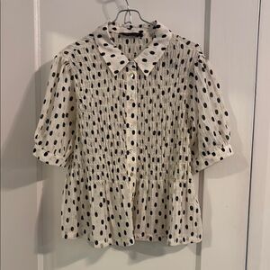 Marks & Spencer Cream Blouse with Black Spots